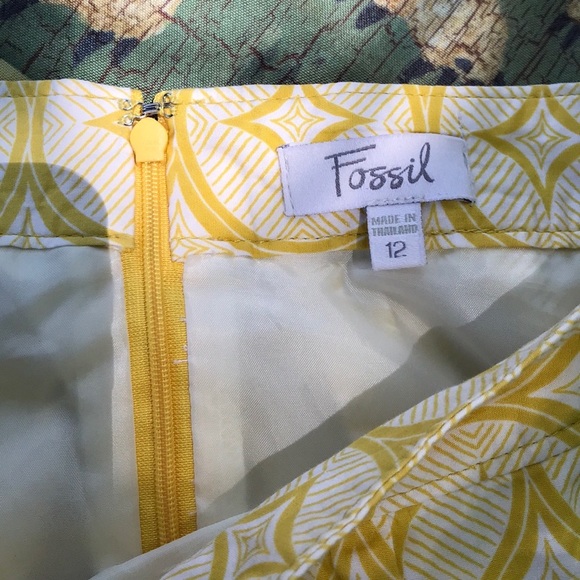 Fossil Yellow Gold Geometrical Stars Circle Diamond Lined Cotton A-Line Skirt 12 - Picture 4 of 13